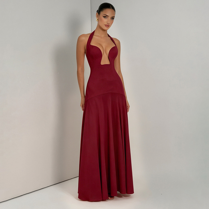 2024 Elegant Cut Out White Long Dress For Women Fashion Patchwork Pleated Backless Sling Dresses Lady Holiday Beach Robes250222