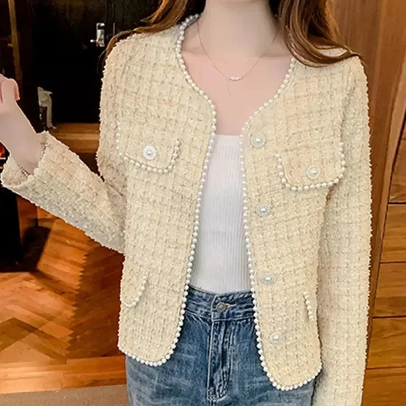 Advanced Women O-Neck Tweed Coat Korean Female Fashion Leisure Short Jacket Autumn Winter Ladies Long Sleeves Outwear Tops 260618 - view 7