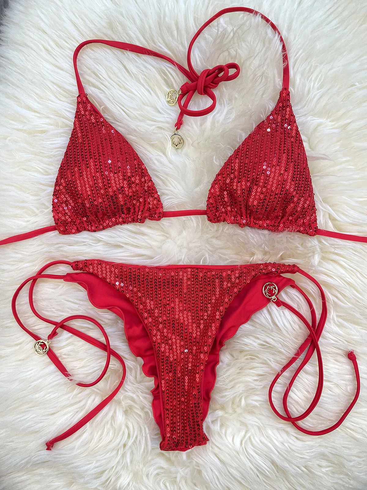 Melphieer Ladys Sparkle 2 Piece Bikini Set Summer Style Sequins Bikinis Women Beach Pool Club Swimsuit Holiday Outfits 260622 - view 6