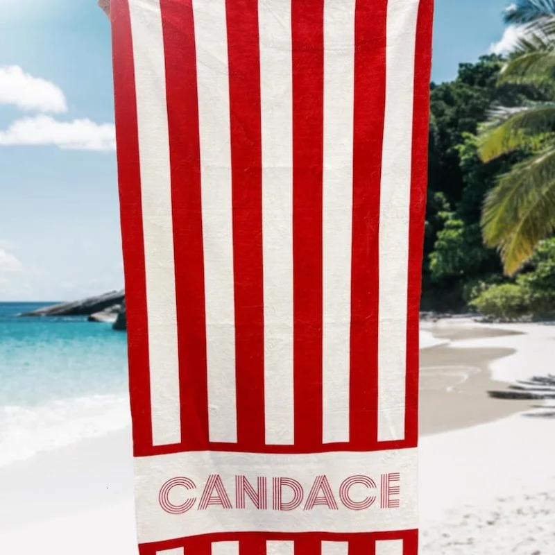 Striped Personalized Name Beach Towels Custom Name Beach Towel Christmas Anniversary Birthday Bach Trip Gift For Family Members 260622 - view 3