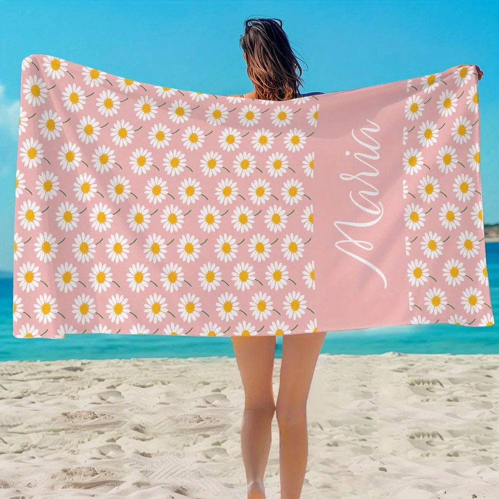 Personalized Striped Beach Towel Custom Name/ Oversized Microfiber Towel Summer Party Gift for Beach Swimming Bath Sports 260622CJ - view 3