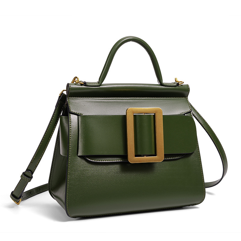 Designer bag New Korean Style Fashion Handbag Crossbody for Autumn and Winter Versatile Vintage Metal Square Buckle Solid Color Textured Shoulder Bag - view 3