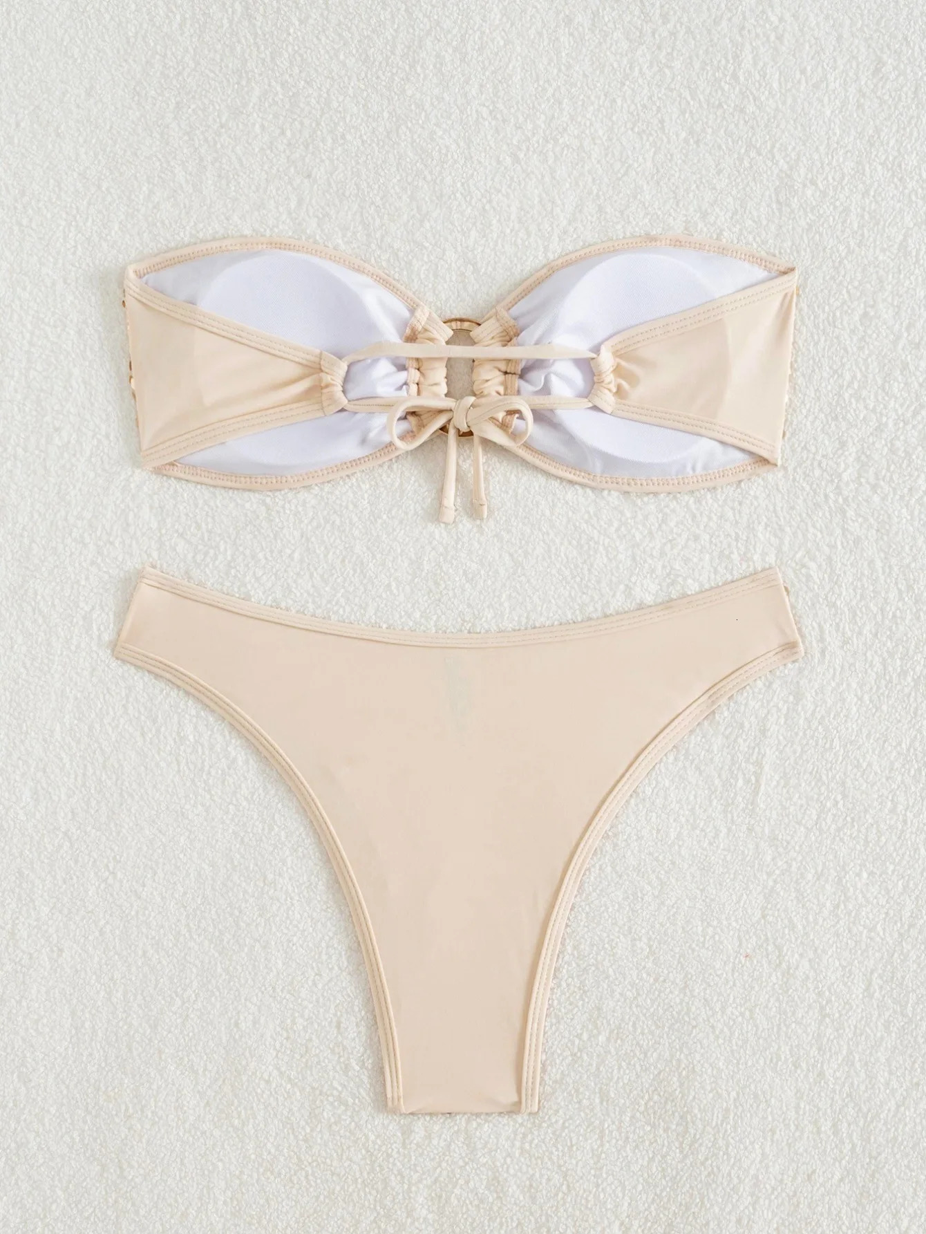Sexy Bandeau Bikini 2026 Women Shiny Sequin Front Ring Push Up Micro Swimsuit Summer Pink Bathing Suit Thong Swimwear Biquini 260622 - view 5