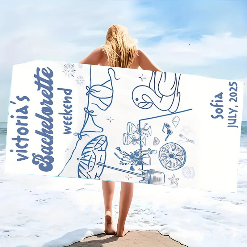 Personalized Beach Towel Custom Name/ Oversized Microfiber Towel Summer Party Gift for Beach Swimming Yoga Bath Sports 260622