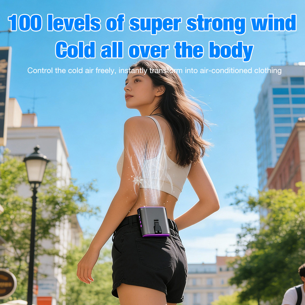 Multi Waist Clip Fan Long Runtime Power Bank Flashlight Portable Cooling Fan