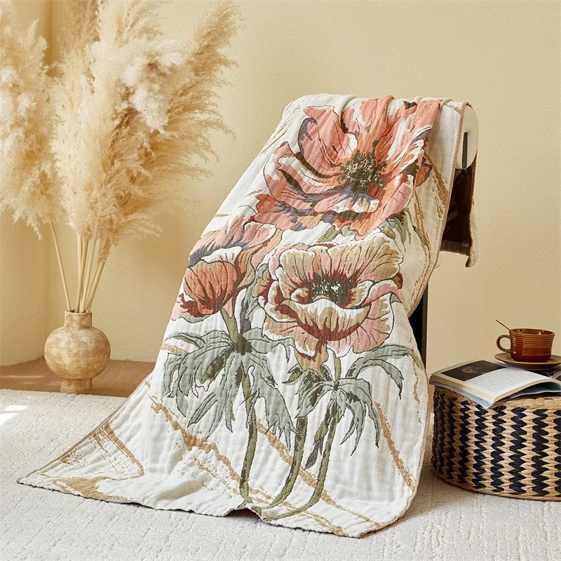 Junwell Cotton Muslin Large Bath Towel Absorbent Soft Bath Towel Throw Floral Chic Blanket - ious Beach Towel Travel Use 260622 - view 4
