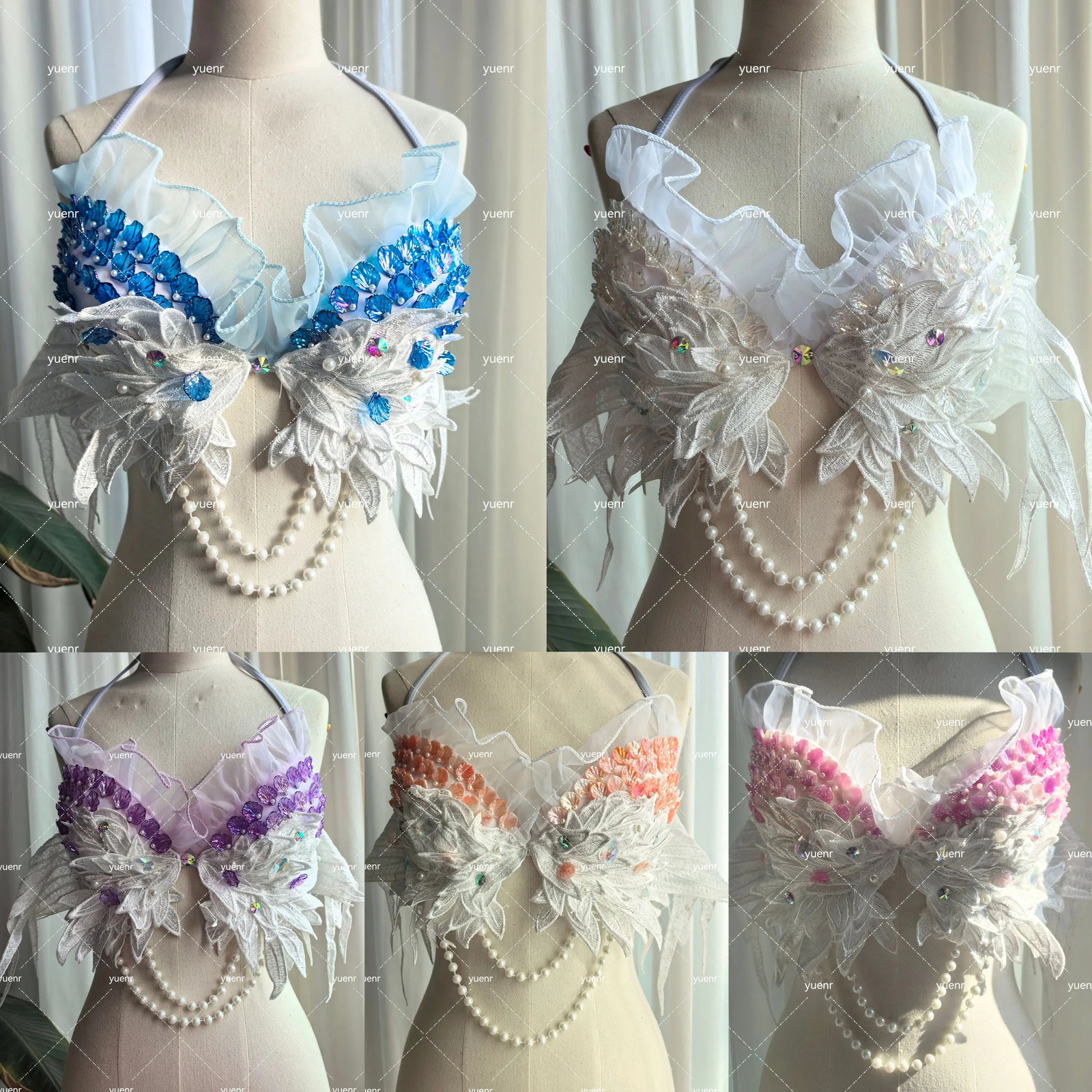 Original Handmade Shell Sequin Performance Bikini Swimsuit For Oceanarium Dive Shoots Electro Festival Costumes 260622