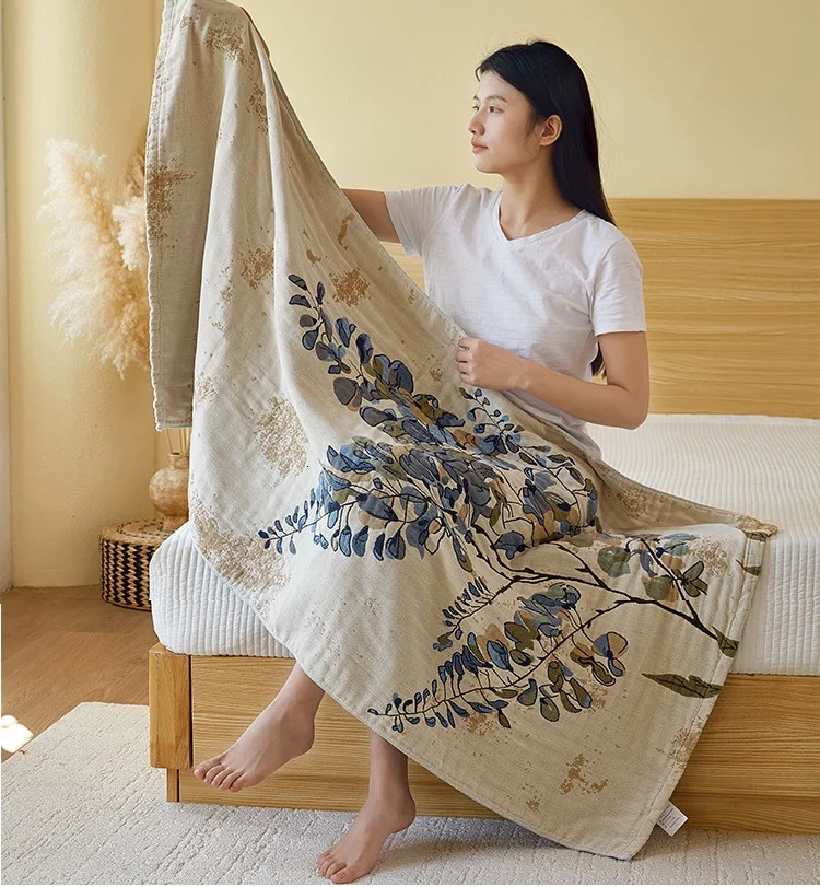Junwell Cotton Muslin Large Bath Towel Absorbent Soft Bath Towel Throw Floral Chic Blanket - ious Beach Towel Travel Use 260622 - view 3