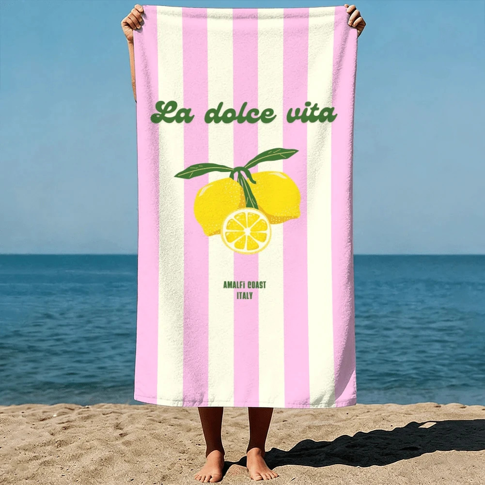 1PC La Dolce Vita Amalfi Lemon Beach Towel Quick Dry Lightweight Polyester Towel Soft Absorbent Italian Themed Towel for Swimm 260622
