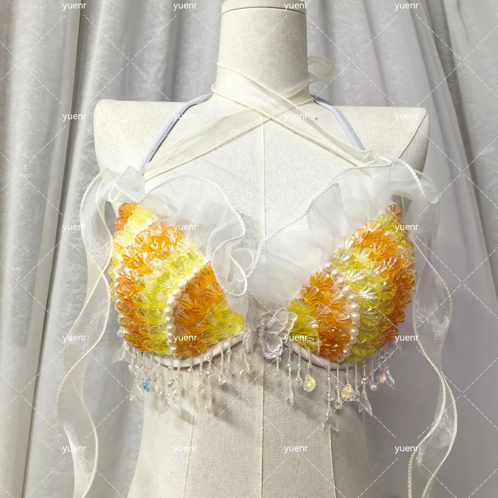 Original Handmade Shell Sequin Performance Bikini Swimsuit For Oceanarium Dive Shoots Electro Festival Costumes 260622 - view 5