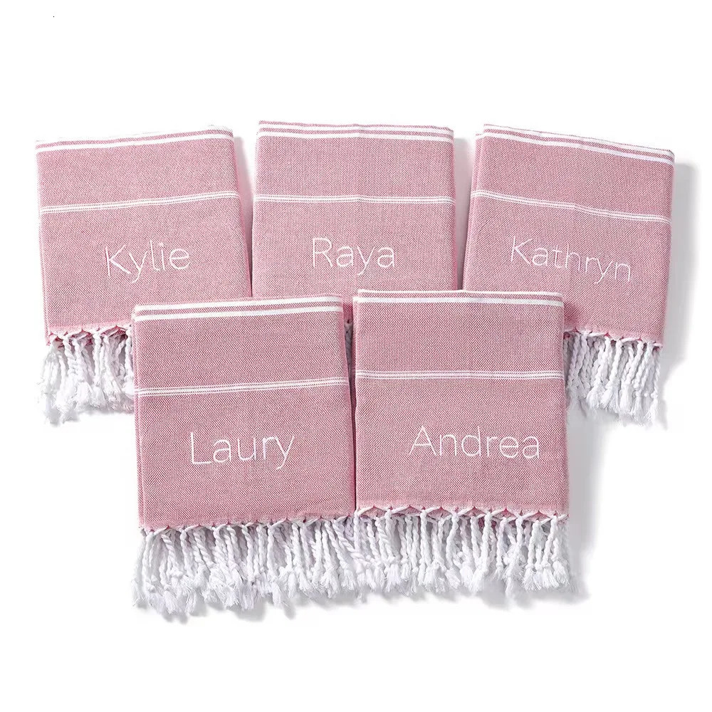 Custom Embroidery Beach Towel 90x180CM Travel Turkish Large Towels with Monogram Customized Towel Tassels Bath Towel 260622