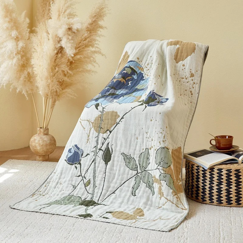 Junwell Cotton Muslin Large Bath Towel Absorbent Soft Bath Towel Throw Floral Chic Blanket - ious Beach Towel Travel Use 260622 - view 7