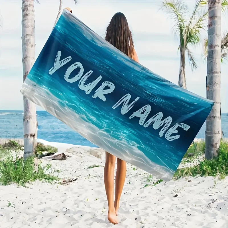 1pc Name Personalized Beach Towel Microfiber Quick Drying Towel Beach Pool Absorbent Bath Towel Anti-Sand Baby Large Size Custom 260622