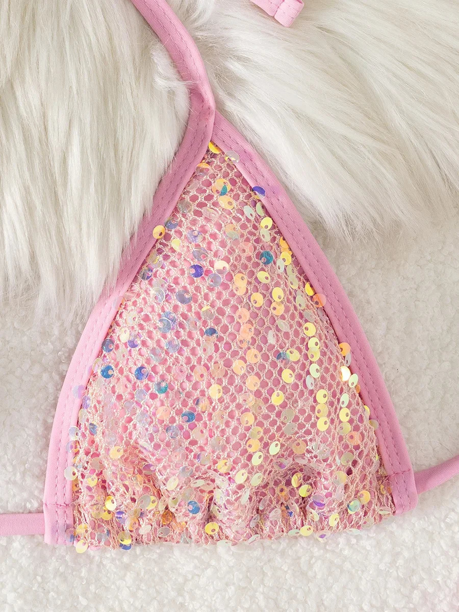 Sparkling Sequins Halter High Leg Cut Bikini Women Swimwear Female Swimsuit Two-pieces Bikini Set Bather Bathing Suit Swim Lady 260622 - view 6