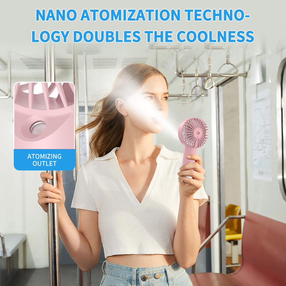 Mist Spraying Hand Fan USB Recharge Atomizing Cooling Portable Desk Fan