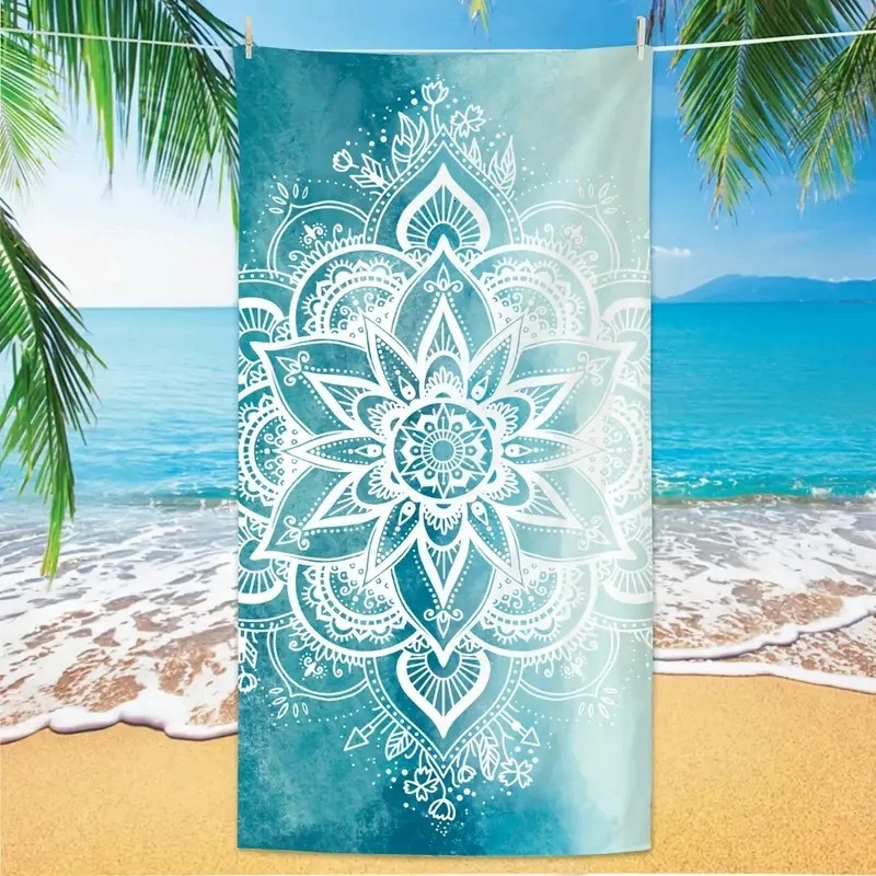 1 set of blue mandala beach towels 90 180cm enlarged size soft and skin friendly with strong water absorption 260622