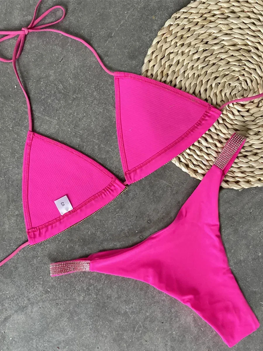Halter Jewelled Sequins Diamond Bikini Women Swimsuit Female Swimwear Two Pieces Bikini Set Mini Micro Bathing Suit Swim Lady 260622 - view 5