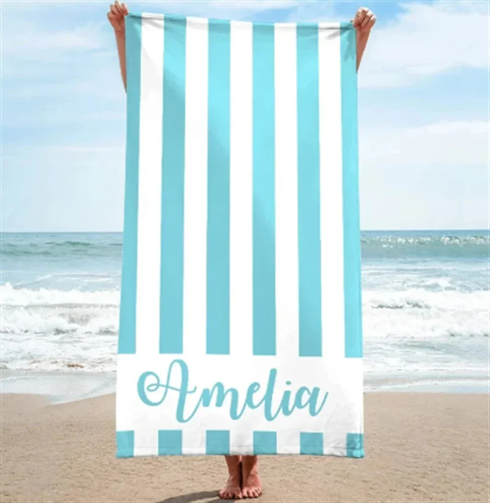 Striped Beach Towels Custom Name Beach Towel 3d Printed Microfiber Beach Towel Water Absorbing Personalized Bath Towel 260622 - view 3