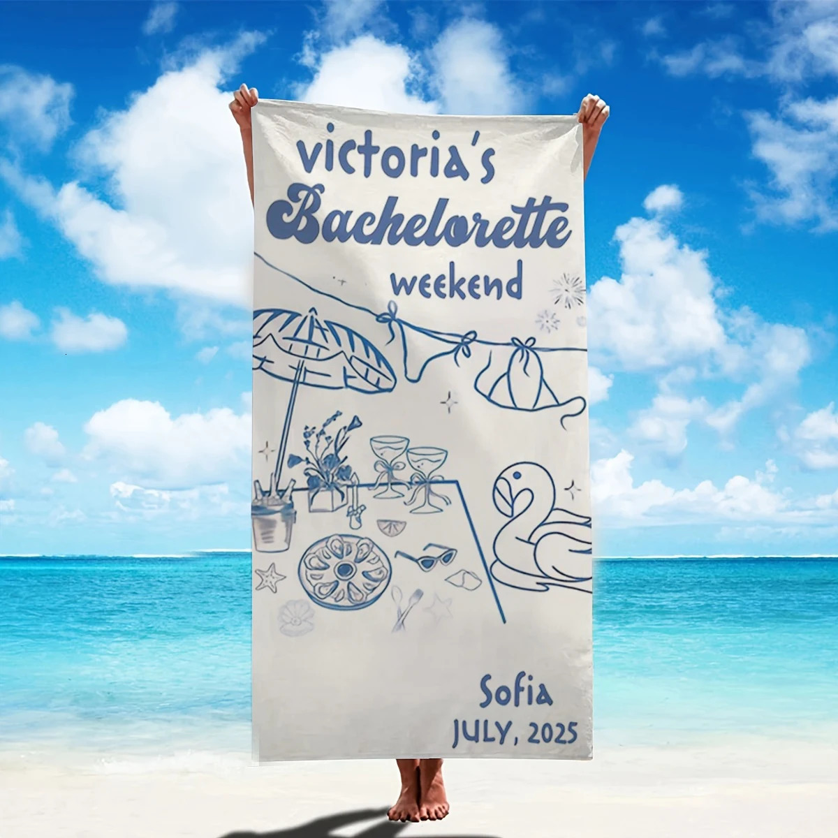 Personalized Beach Towel Custom Name/ Oversized Microfiber Towel Summer Party Gift for Beach Swimming Yoga Bath Sports 260622 - view 3