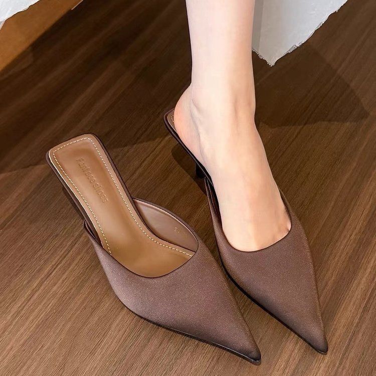 Leopard Print Pointed Toe Stiletto Heel Mule Sandals Women Slip On Backless Party Dress High Heels - view 4