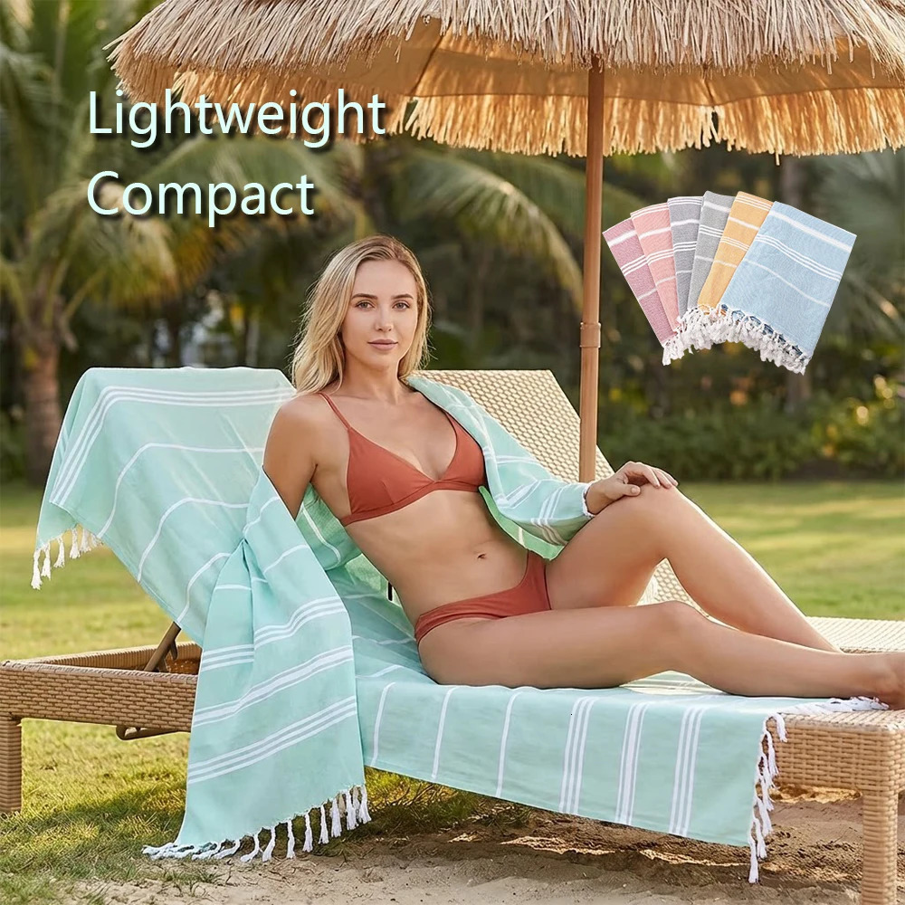 Turkey Beach Towel Shawl Striped Tassel Oversized Bath Towel Absorbent Quick-drying Outdoor Seaside Sand-free 260622