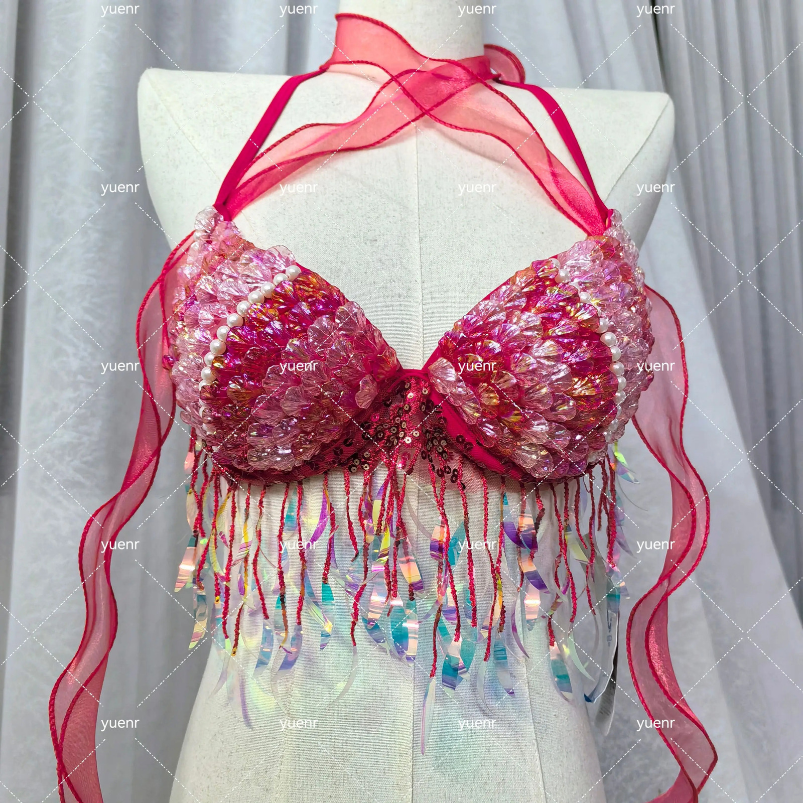 Original Handmade Shell Sequin Performance Bikini Swimsuit For Oceanarium Dive Shoots Electro Festival Costumes 260622 - view 6