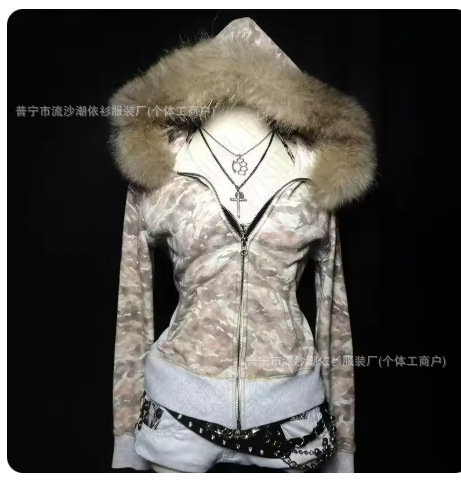 Y2K American Vintage Embroidered Letter Hoodie Women Winter Cardigan Coat Top 251231