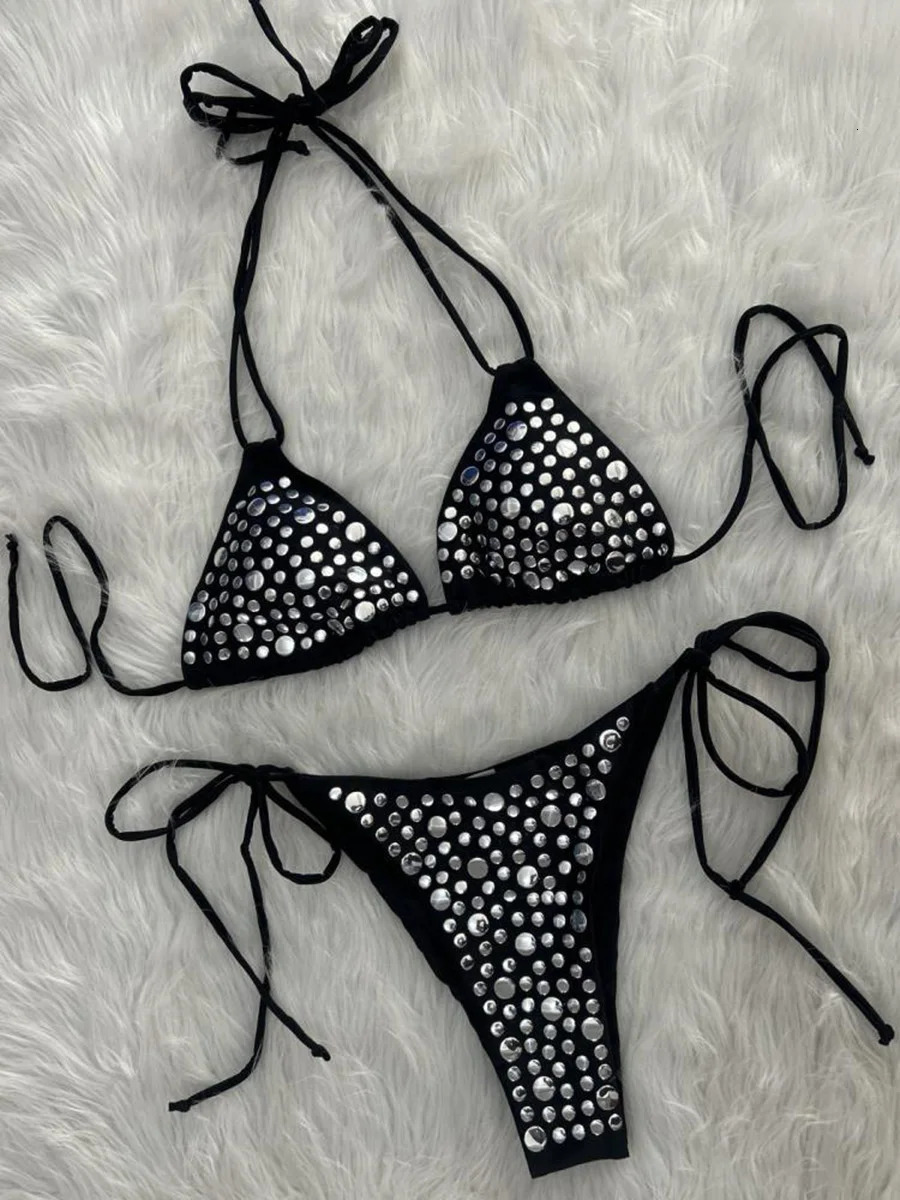 2026 Halter Metallic Sequins Bikini Women Swimsuit Female Swimwear Two Pieces Bikini Set Bather Bathing Suit Swim Lady Beachwear 260622 - view 4