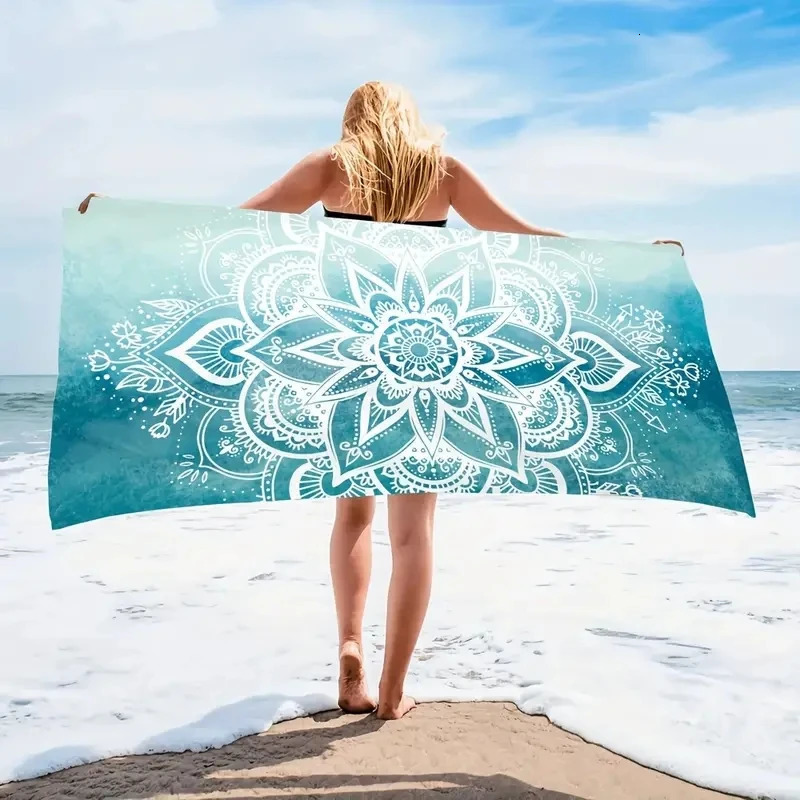 1 set of blue mandala beach towels 90 180cm enlarged size soft and skin friendly with strong water absorption 260622 - view 6