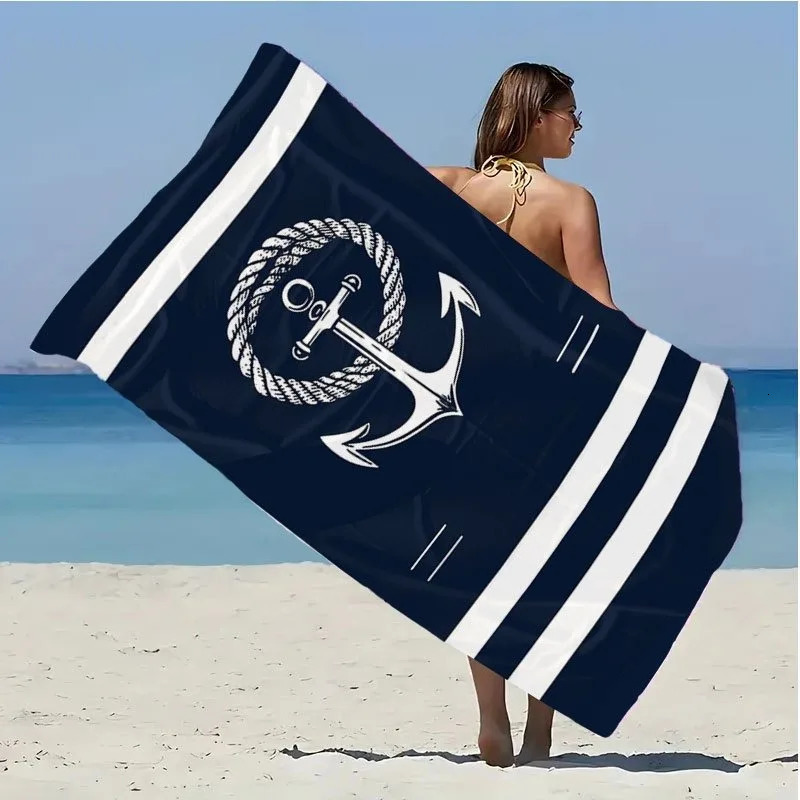 Navy Blue Beach Towel with Anchor and Rope n Your Ultimate Beach Essential Suitable for towels bath towels beach towels 260622 - view 6