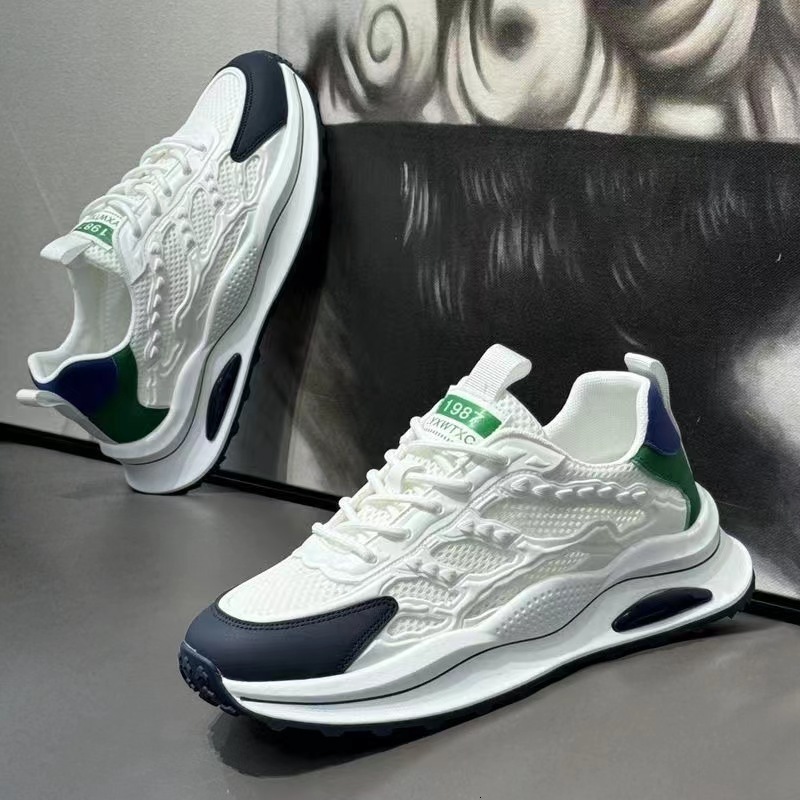 Men Summer Hollow Mesh Running Sneakers Breathable Soft Sole Lightweight Versatile White Student Trend Sports Shoes - view 3