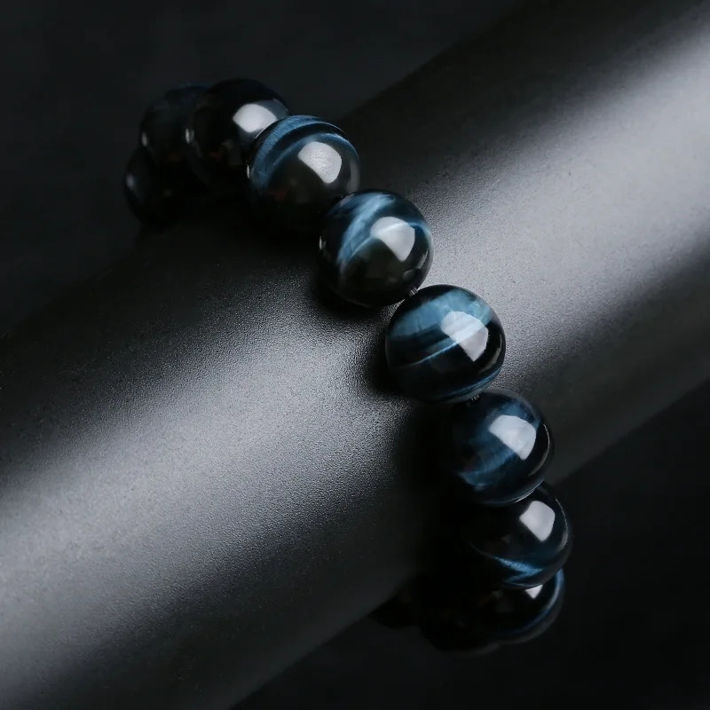 5A Lightning Blue Tiger Eye Bracelets Men Highest Quality Natural Stone Round Beads Elasticity Rope for Women Jewelry 260617 - view 4