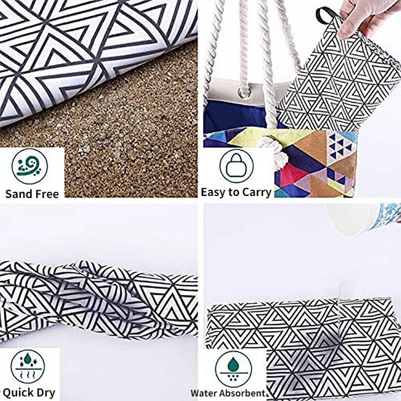 1pc beach towel 90180cm 80160cm 180180cm soft quick dry water absorbing beach towels light weight plus size uni-sex striped 260622 - view 5