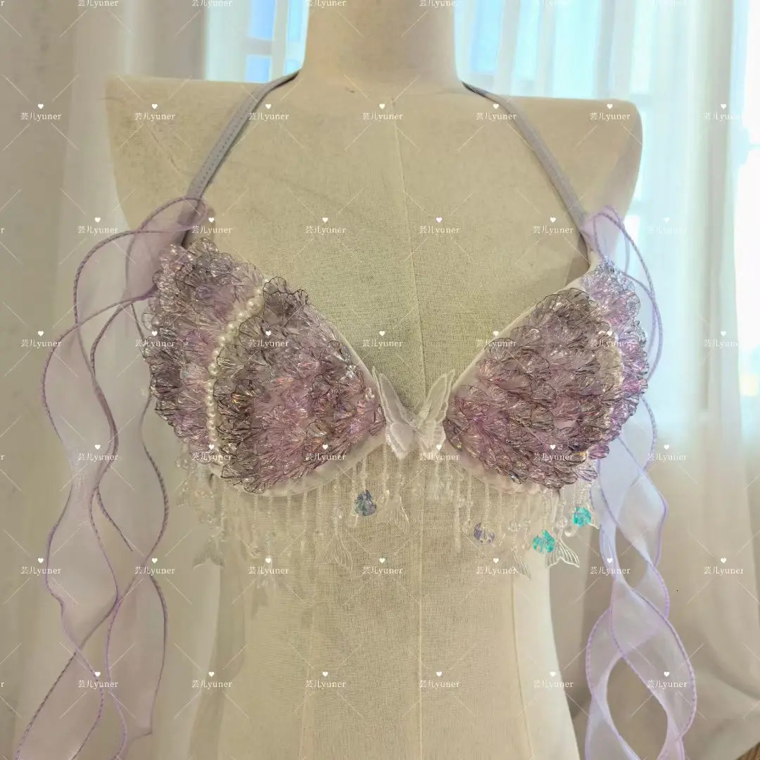 Original Handmade Shell Sequin Performance Bikini Swimsuit For Oceanarium Dive Shoots Electro Festival Costumes 260622 - view 7