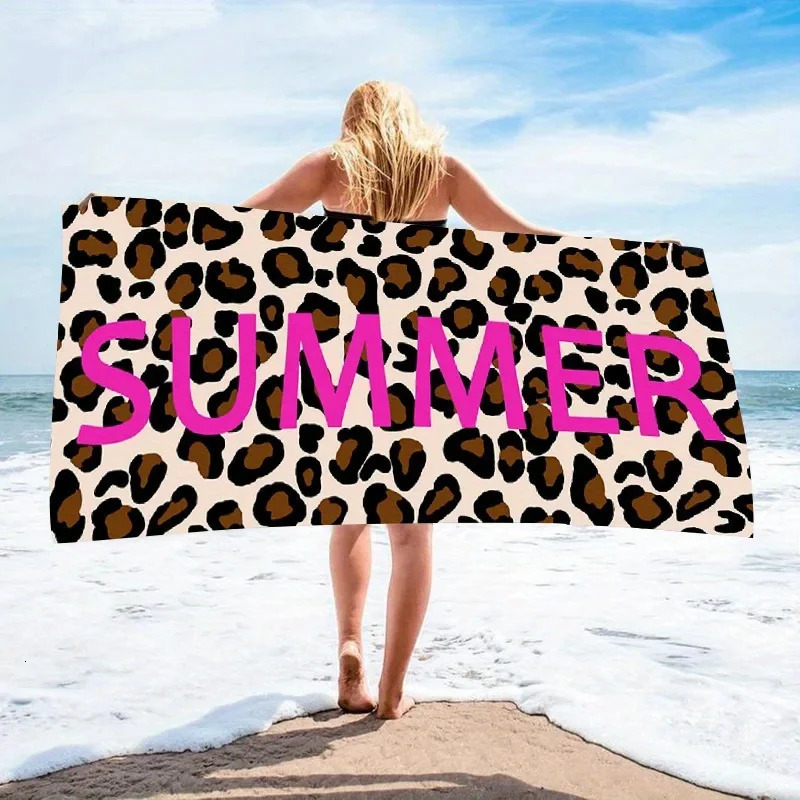 Beach towel leopard pattern sun protection windproof suitable for beach pool camping travel beach blanket 260622