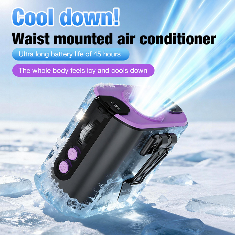 Multi Waist Clip Fan Long Runtime Power Bank Flashlight Portable Cooling Fan
