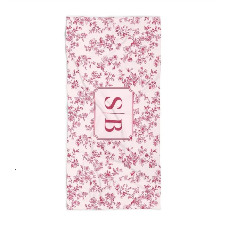 Custom Beach Towel Personalized Beach Towel Blue Toile Bachelorette Beach Towel Art Towel Bulk Discount 260622 - view 7