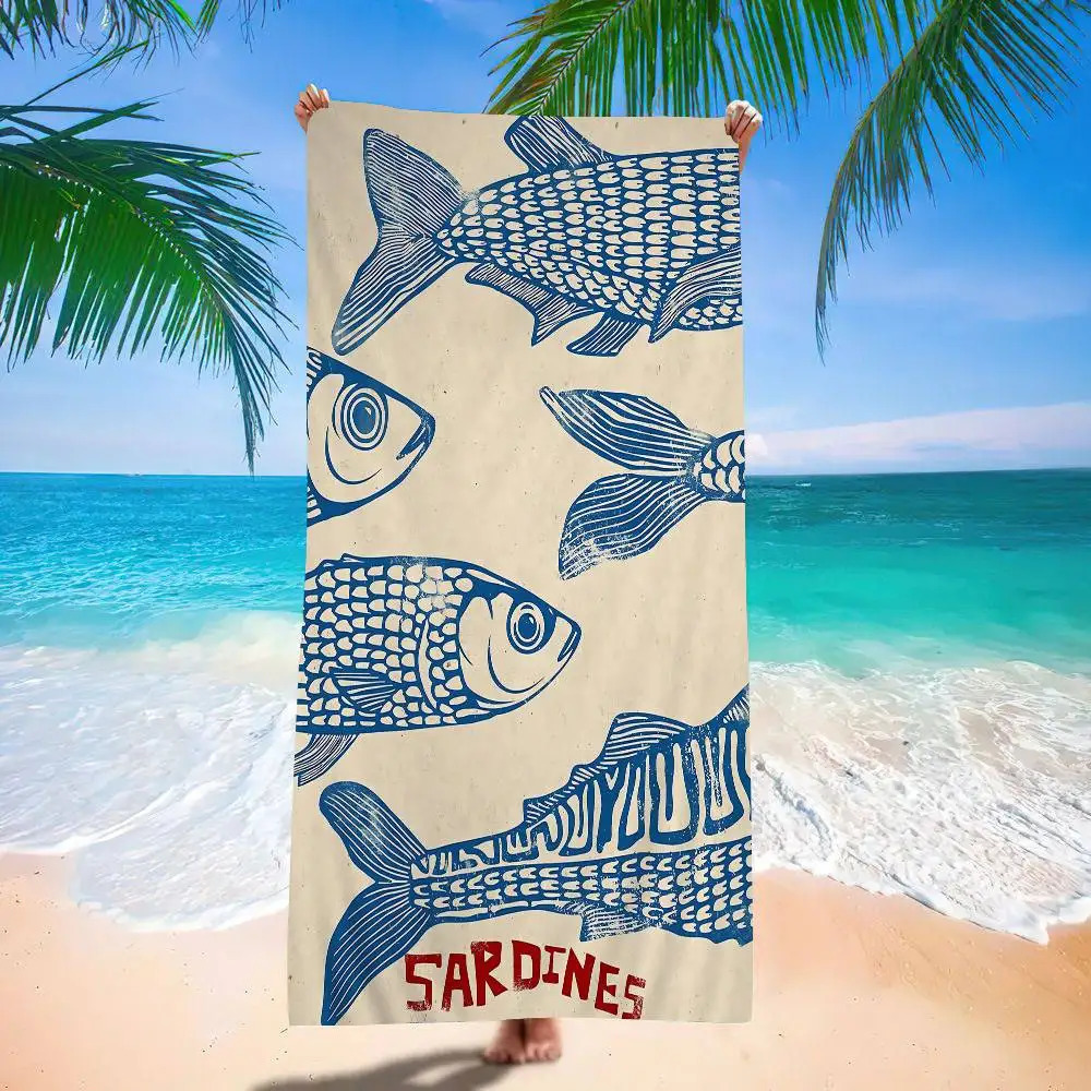 Colorful Sardine Fish Ocean Microfiber Printed Beach Towel Mountain Climbing Yoga Beach Swimming Running Absorbent Soft Towel 260622 - view 4