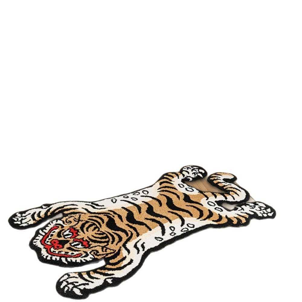 Tiger-shaped floor mat unique bathroom mat dirt-resistant and easy to clean faux cashmere floor mat decorative bedroom bedside mat D260624