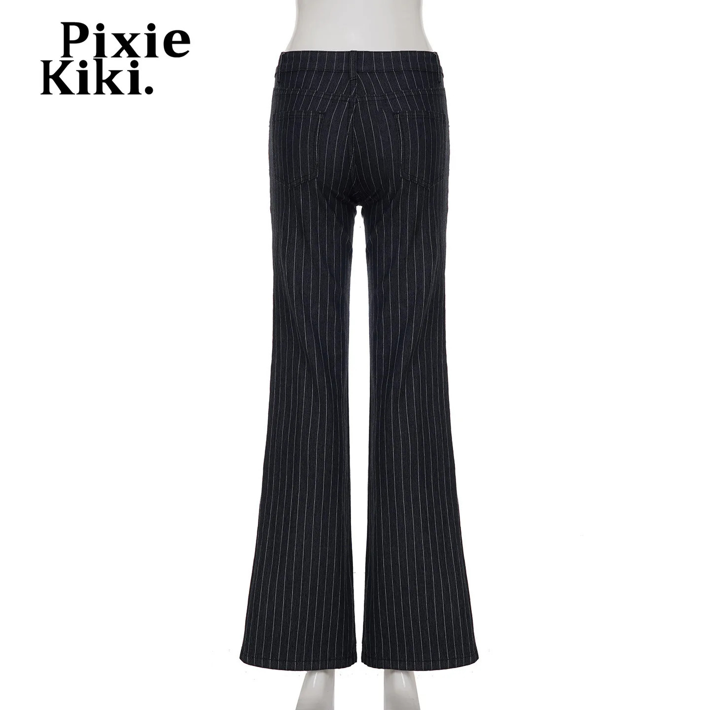 PixieKiki 2000s Clothes Y2k Low Rise Boot Cut Jeans Woman Casual Black Striped Denim Trousers Streetwear Flare Pants P77-FC43 260624 - view 7