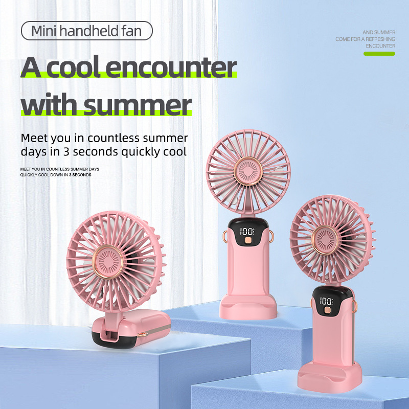 Digital Hand Fan Phone Stand USB Neck Portable Quiet Desk Cooling Fan