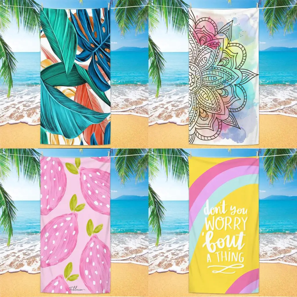 Microfiber Green Floral Sand Free Beach Towels Quick-Dry Palm Leaves Mandala Summer Swimming Pool Bath Towel for Adult Travel 260622 - view 3
