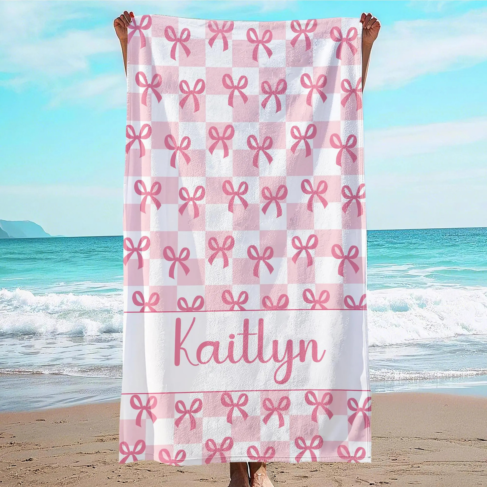 Personalized Beach Towel Custom Name/ Microfiber Towel Thin Quick Dry Absorbent for Beach Swimming Yoga Bath Sports 260622