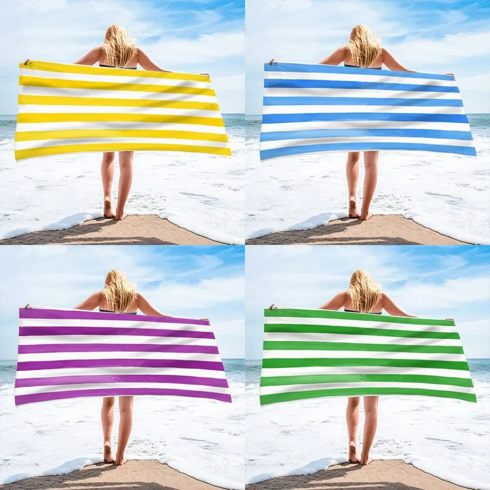 Yellow Stripe Microfiber Beach Towel Quick Fast Dry Trend Pattern Beach Towel Oversized Blanket Lightweight Towel Bathtowel 260622 - view 3