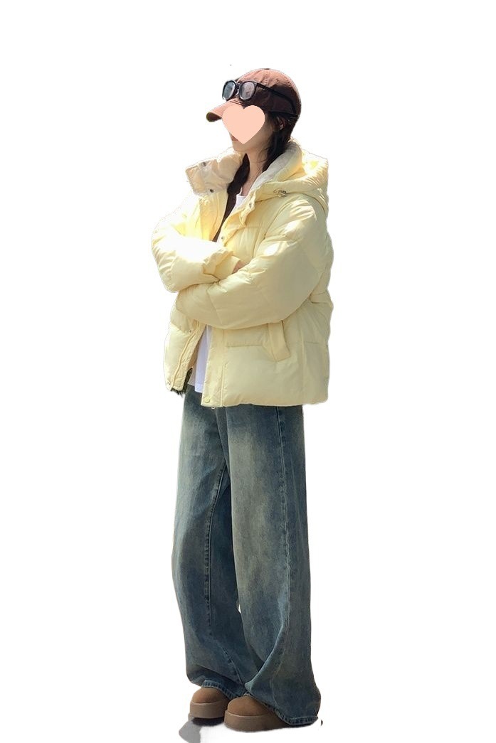 Womens short down jacket new winter style thickened hooded cotton coat loose fit for petite individuals 201217