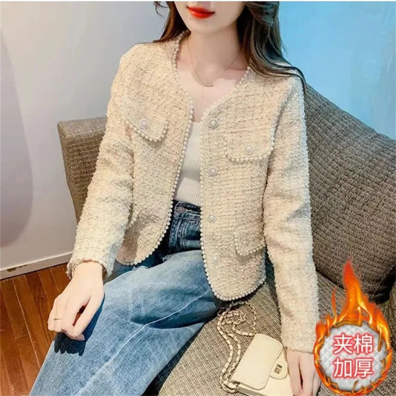 Advanced Women O-Neck Tweed Coat Korean Female Fashion Leisure Short Jacket Autumn Winter Ladies Long Sleeves Outwear Tops 260618 - view 5
