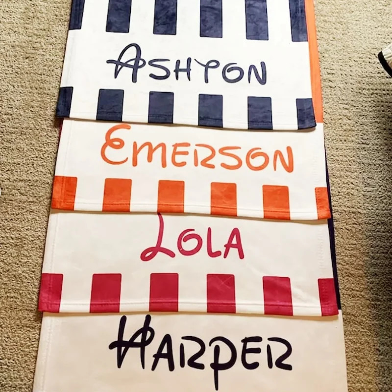 Striped Personalized Name Beach Towels Custom Name Beach Towel Christmas Anniversary Birthday Bach Trip Gift For Family Members 260622 - view 6