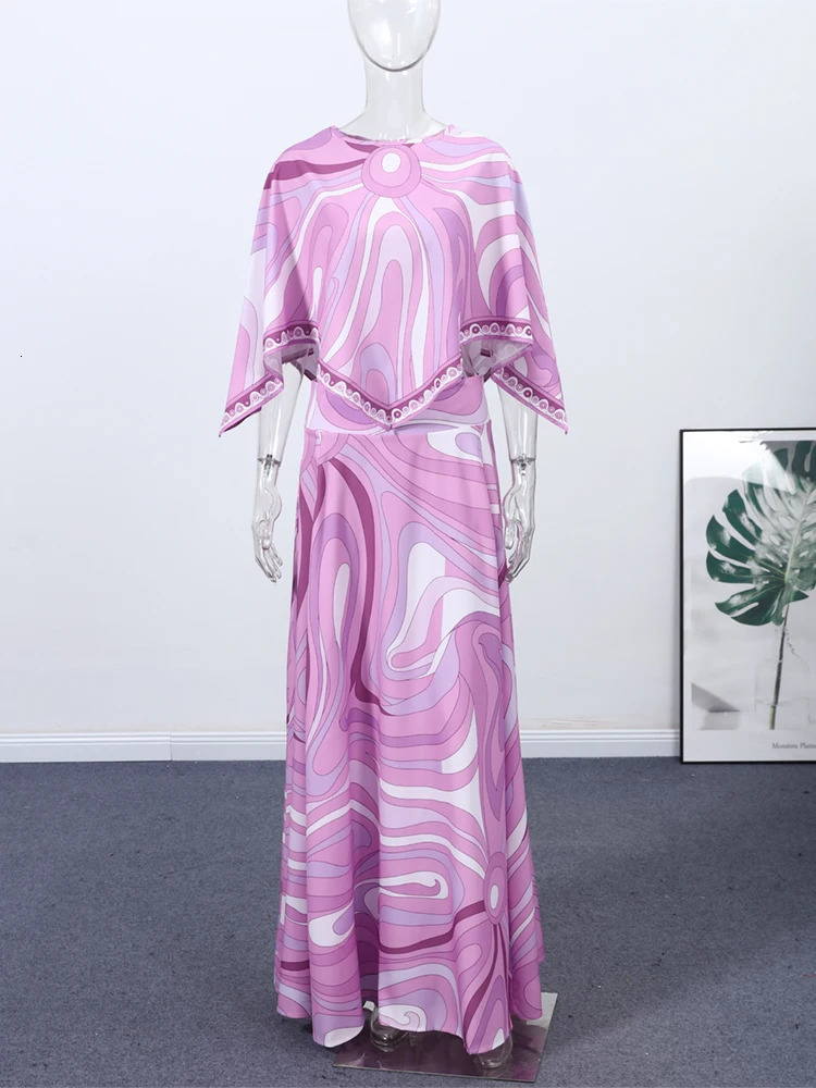 Bohemian Printed Shirt Skirt Suits Women Vintage Irregular Long Sleeve Top Female Sets High Waisted Long Skirt Ladies Outfits 260618 - view 7