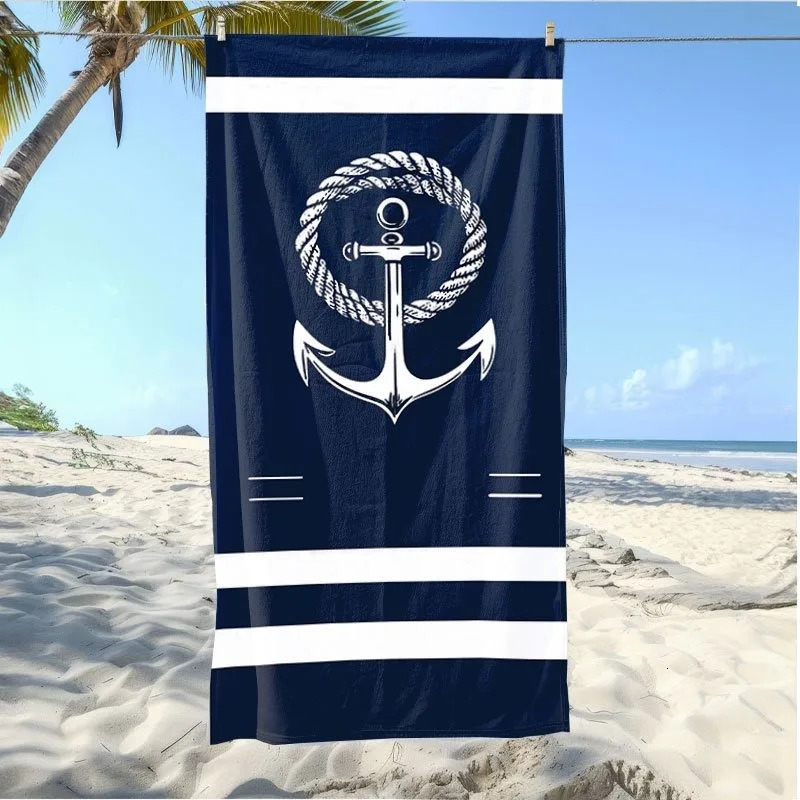 Navy Blue Beach Towel with Anchor and Rope n Your Ultimate Beach Essential Suitable for towels bath towels beach towels 260622