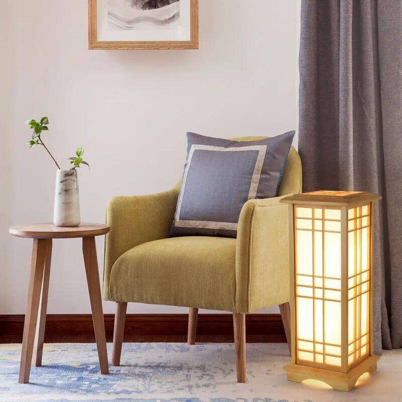 SANDYHA Japanese style wood Floor Lamp bedroom decoration standing lamps for Living Room led lights Study Lighting Square design 26Y0624 - view 6